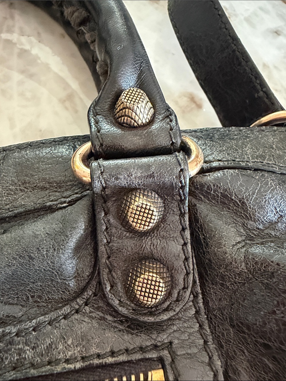 Balenciaga Black Leather Satchel with Gold Hardware - Picture 8 of 16